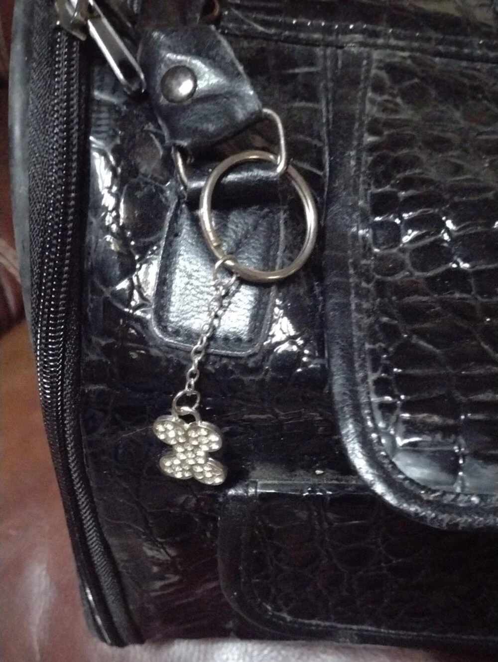 Zack & Zoey Black Faux Croc Pet Carrier